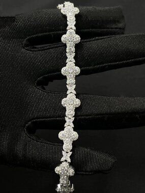10mm VVS Moissanite Flower  Cluster Cross Hip-pop Jewelry Bracelets